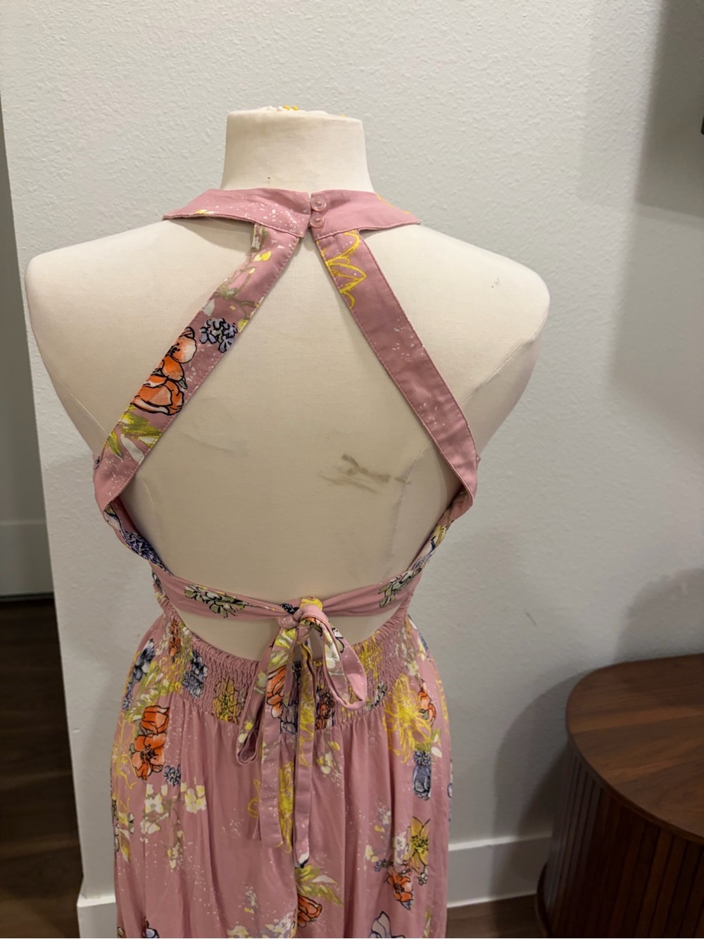 Women's Pink Floral Halter Maxi Dress - Picture 6 of 9
